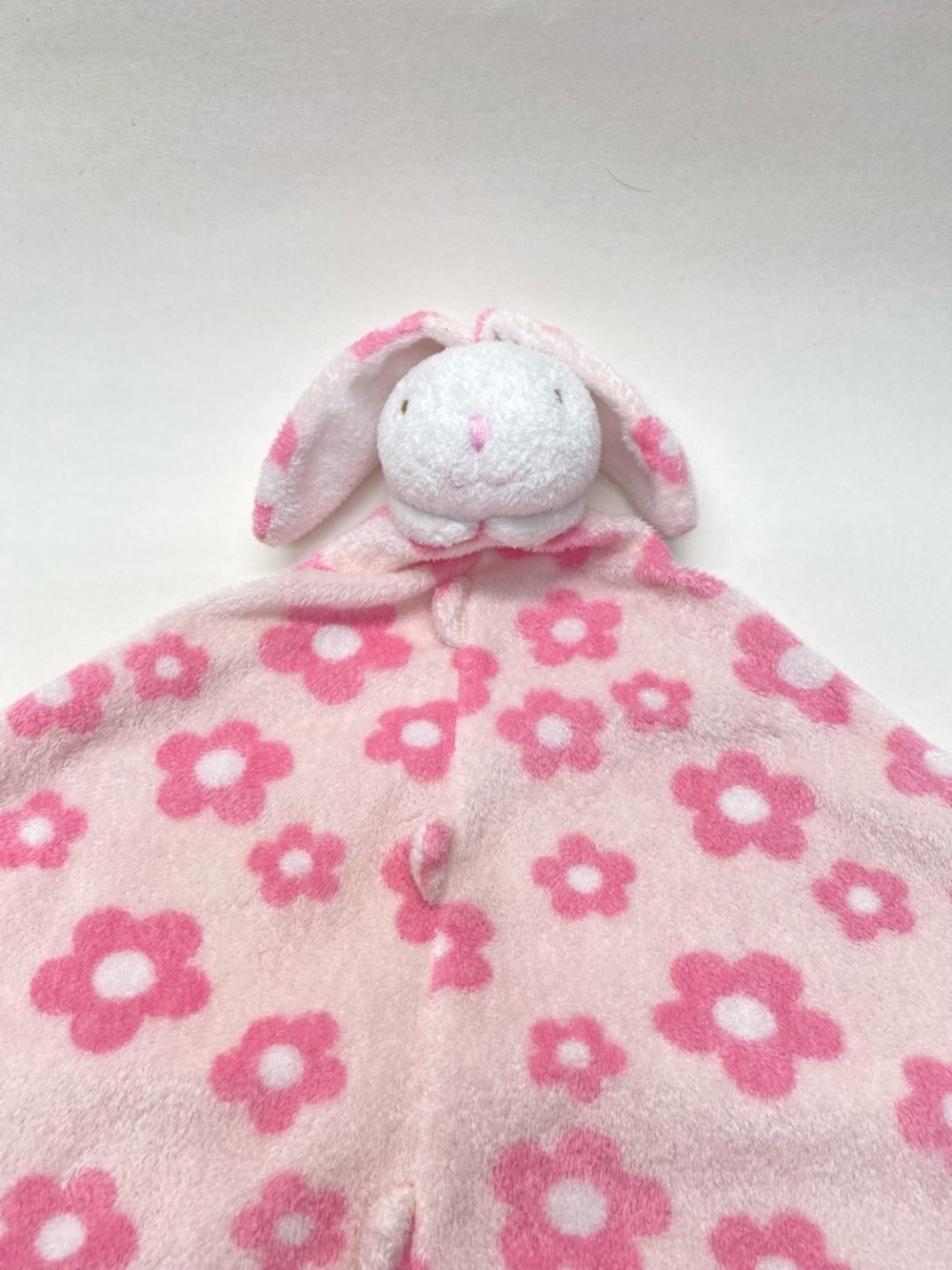 Angel Dear Bunny Rabbit Lovey Pink White Flowers Security Blanket Baby Cuddle - Picture 2 of 10